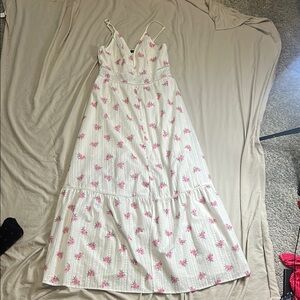 Simplee Apparel White and Pink Floral Maxi Dress